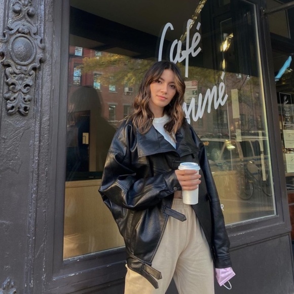 Nasty Gal Jackets & Blazers - The Party Ain't Oversized Faux Leather Jacket